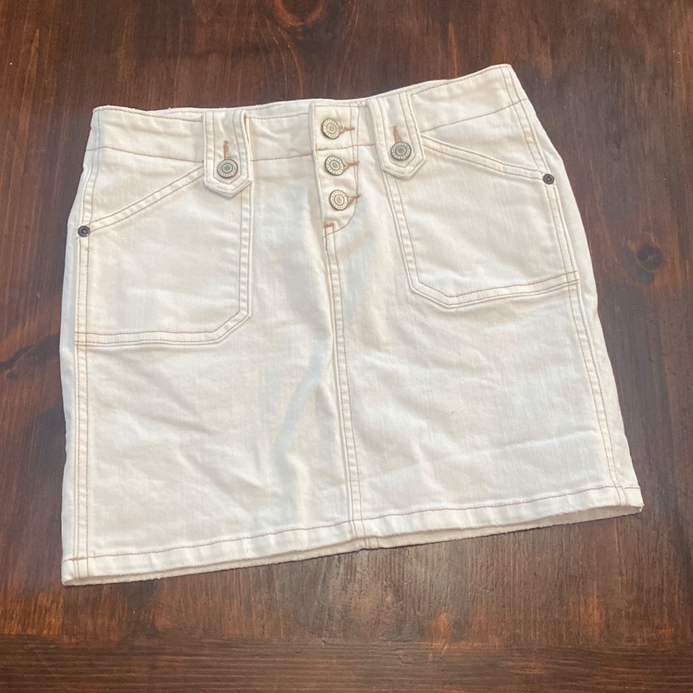 Express Cute White Jean Mini Skirt